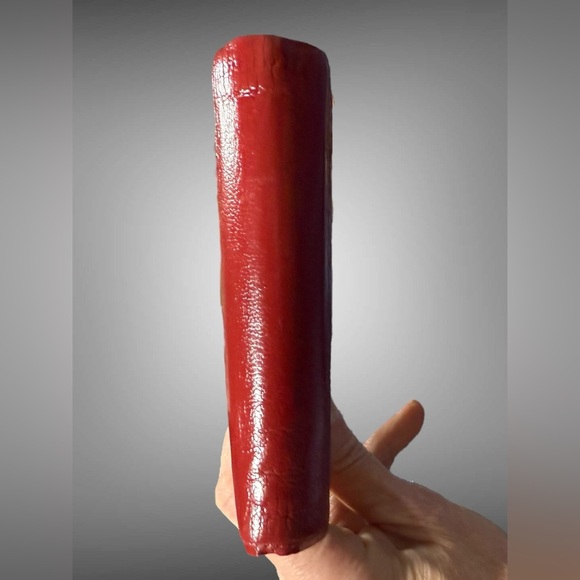 Burberry Red Leather Mens Woman’s Bifold Wallet Burberry Plaid Pattern - Picture 9 of 10